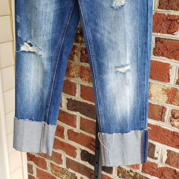 Zara Blue Distressed Cuffed Jeans Size 2 - Picture 5 of 8